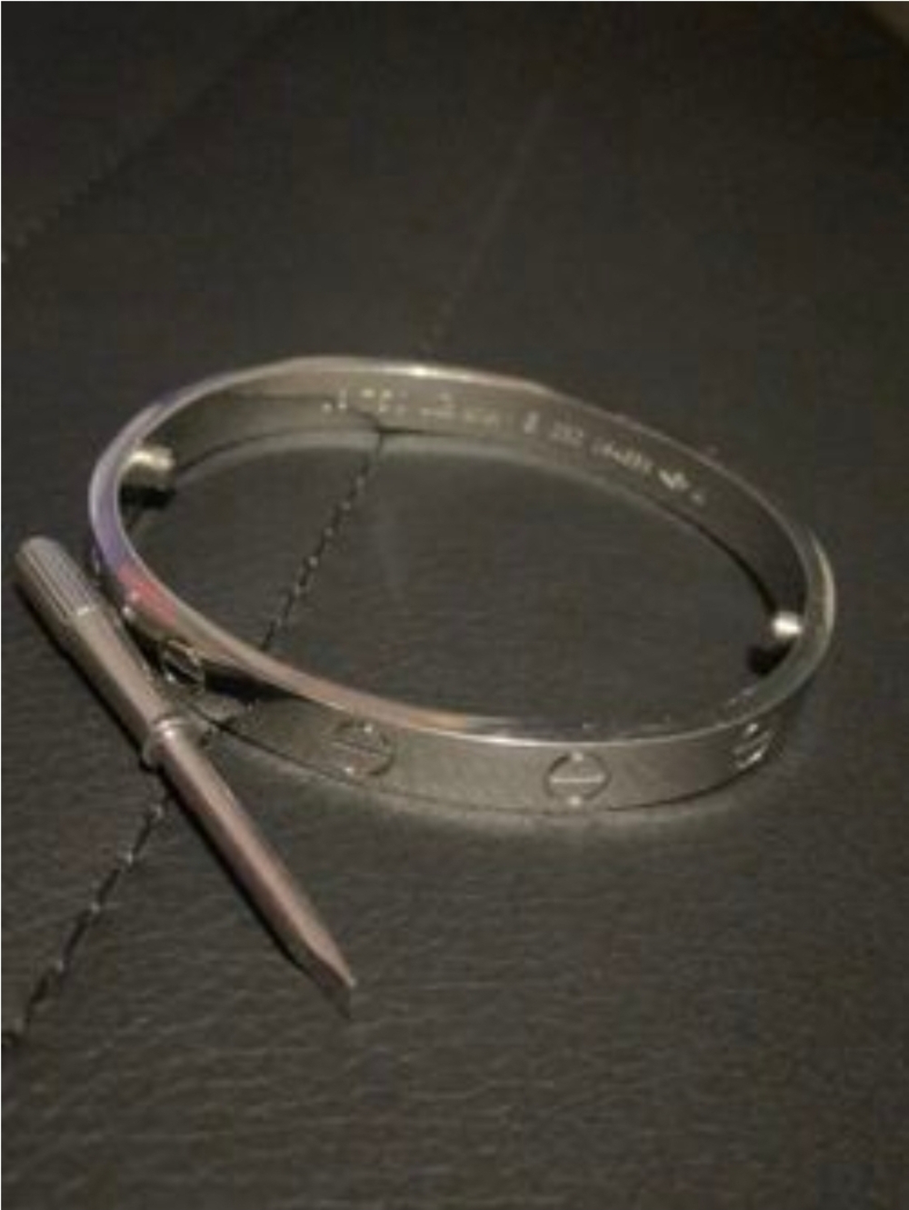 Men's Silver Screw-Detail Bangle Bracelet